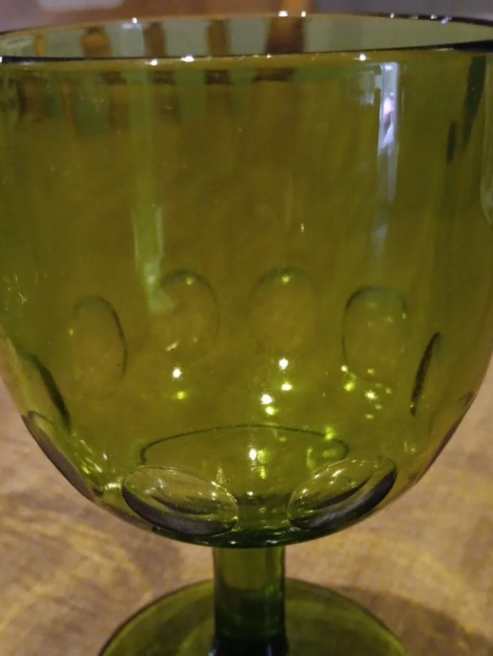 Set of 2 Olive Green Goblet Glasses for Dining